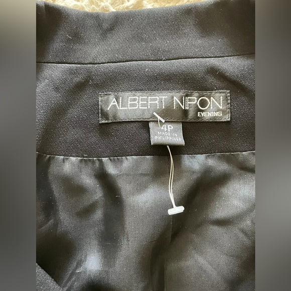 ALBERT NIPON Evening black long sleeve blazer jacket 4 p 4p petite - Picture 3 of 5